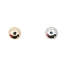 Yellow and white  gold push pin earrings with a low profile dome that has scalloped edges.