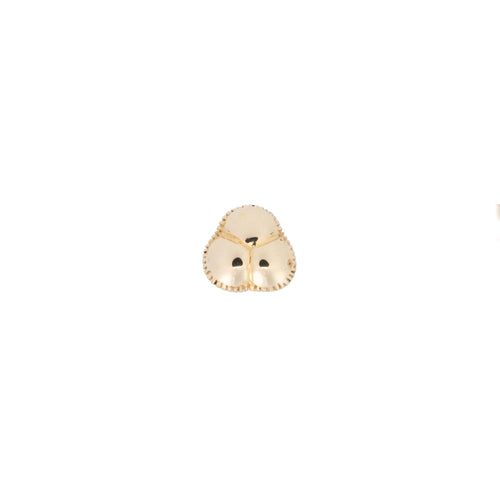 Yellow gold pushpin earring with three domes that have scalloped edges.