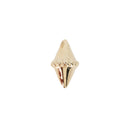 Yellow gold push pin earring consisting of two rounded spikes connected by a row of gold beads.