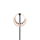 A single rose gold plated hoop earrings with flower petal details.