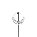 A single silver hoop earrings with flower petal details.