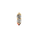 Yellow gold push pin earring consisting of two round grey diamonds with chevron prongs.