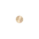 Yellow gold push pin earring of a flat medium disk with etched lines pointing toward the center.