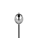A single stainless steel weight in a soft teardrop shape with a laser etched line pattern on the outside.