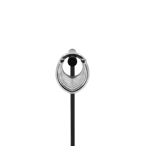 A single stainless steel weight in a soft teardrop shape with a laser etched line pattern on the outside.