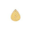 Yellow gold push pin earring consisting of a flat teardrop shape created by delicate braided gold strands.