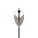 A single rose gold plated hoop earring with a teardrop design that has hole cutouts.