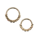 Two seam rings with a geometric decorative portion created with a row of engraved three point stars. One 3/8 diameter, and one 5/16 diameter.