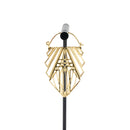 A single yellow gold plated hoop earring in a geometric design created with straight lines and rectangles.