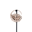 A single rose gold plated hoop earrings with a lotus at the bottom.