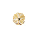 Yellow gold push pin earring with a domed four leaf clover.