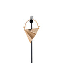A small single rose gold plated hoop earrings in the design of a paper airplane.