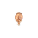 Rose gold push pin earring with a citrine stone and a bead accent.